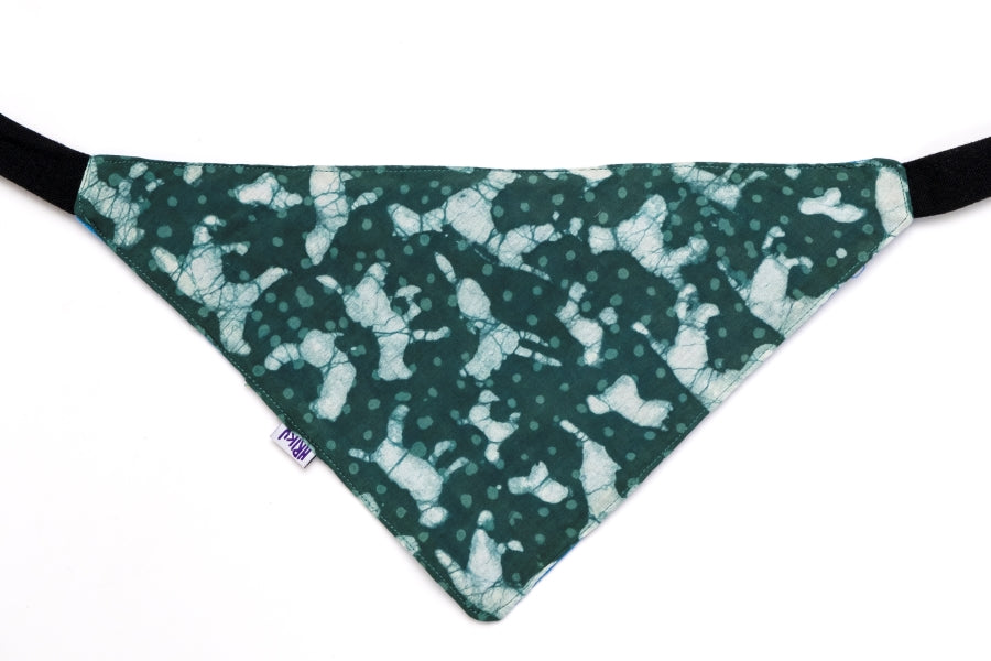 Hriku Organic Cotton Dog Bandana Dabu Print Green Large