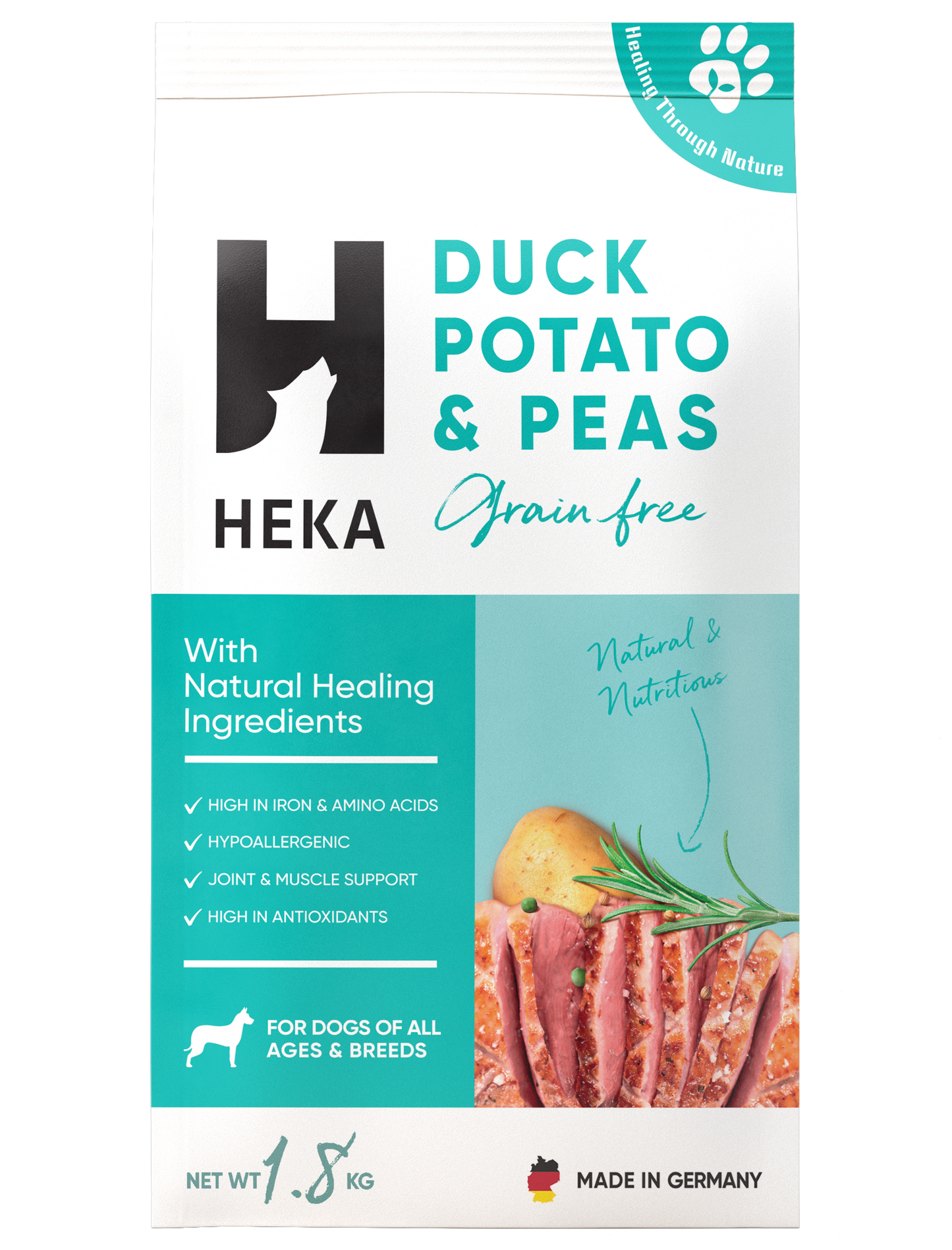 Heka Grain Free Duck Potatoes & Peas Dry Food For Dogs