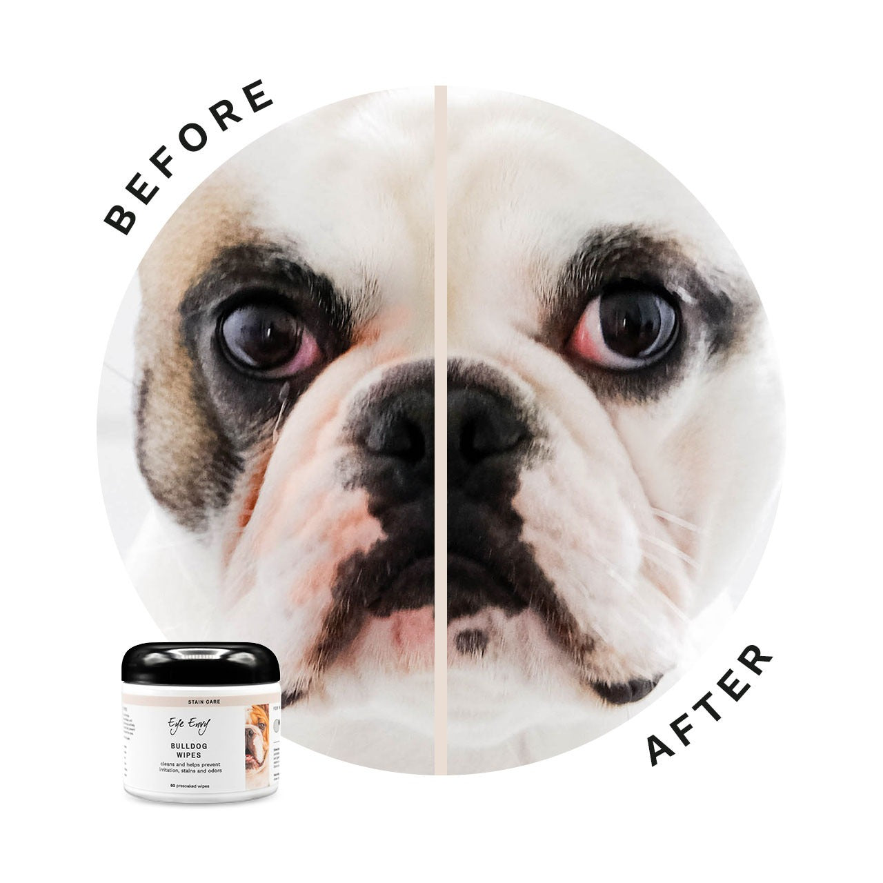 Eye Envy Tear Stain Remover Wipes For Bulldog 60 Wipes