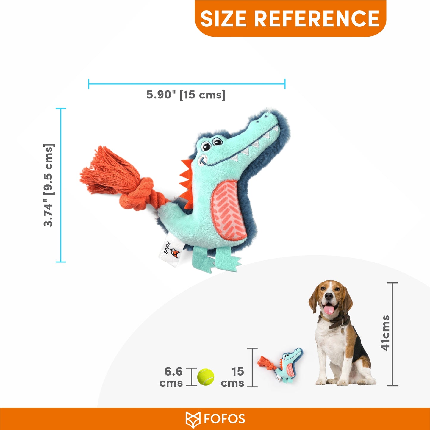 FOFOS Puppy Toy Alligator 15 x 9.5 x 3 cm
