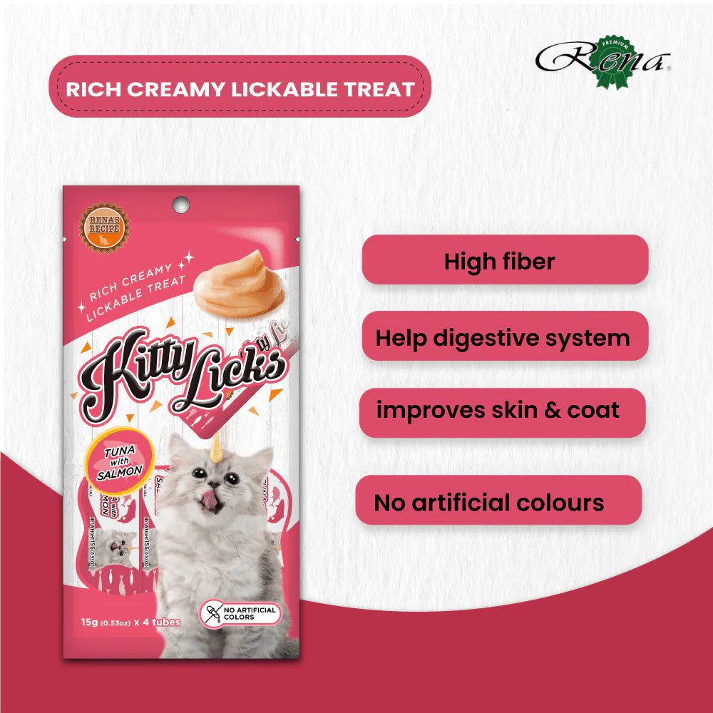 Rena's Kitty Licks Tuna with Salmon Flavour 15gm x 4 tubes