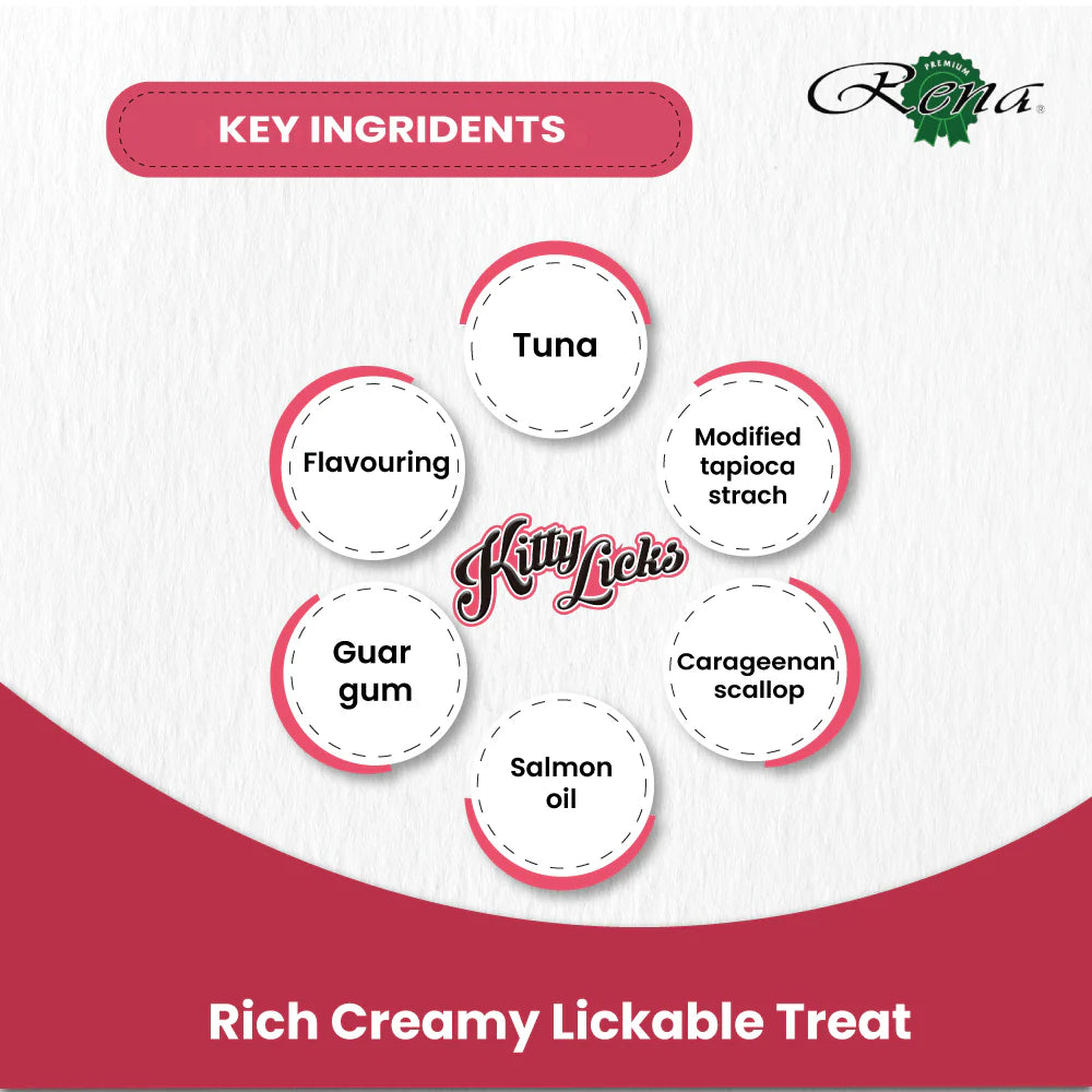 Rena's Kitty Licks Tuna with Salmon Flavour 15gm x 4 tubes