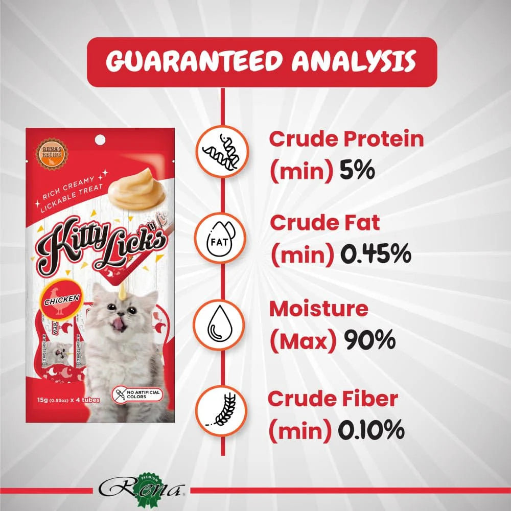 Rena's Kitty Licks Chicken Flavour 15gm x 4 tubes