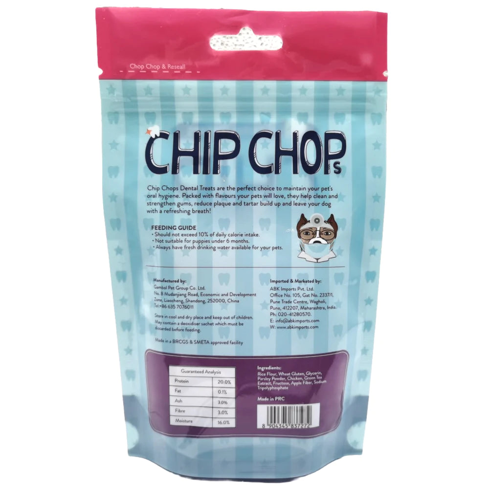 Chip Chops Toothbrush Chew Green Tea Flavour Dog Treat 102g