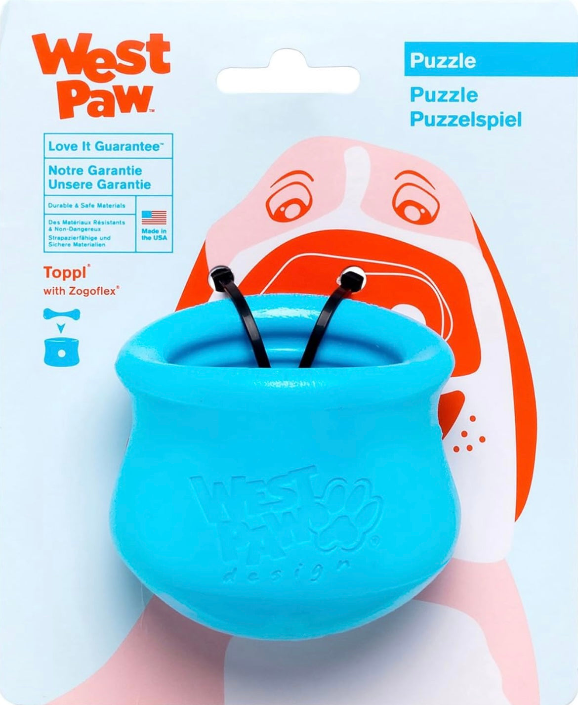 West Paw Zogoflex Toppl Toy for Dogs - Aqua Blue