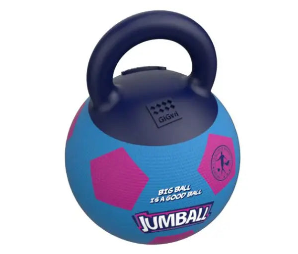 Gigwi Jumball with Rubber Handle Dog Toy Soccer Ball Blue Medium 20x20x26cm