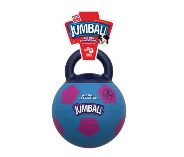 Gigwi Jumball with Rubber Handle Dog Toy Soccer Ball Blue Medium 20x20x26cm