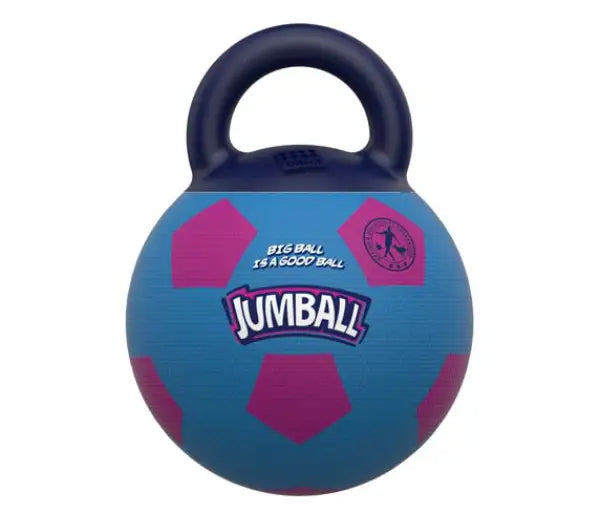 Gigwi Jumball with Rubber Handle Dog Toy Soccer Ball Blue Medium 20x20x26cm