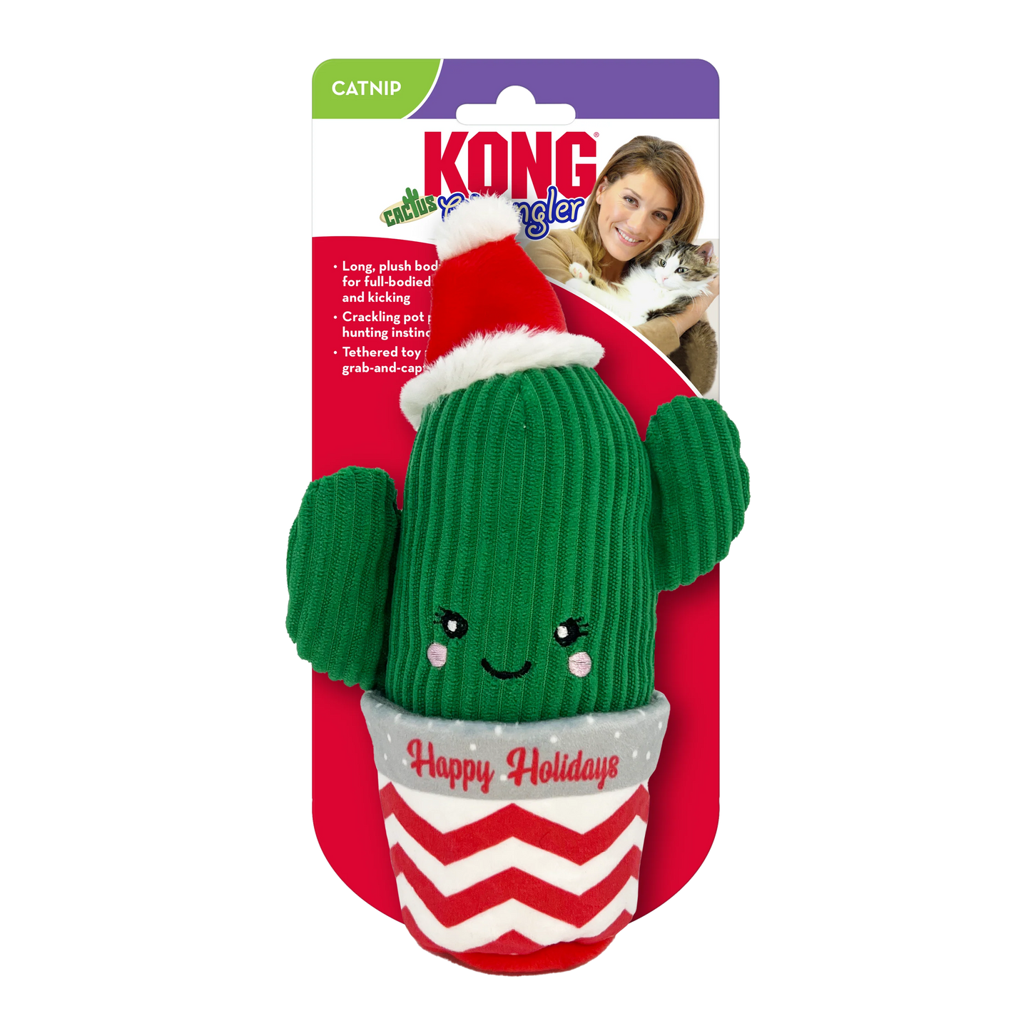 Kong Christmas Collection Holiday Wrangler Cactus Toy For Cat 9.65x9.65x24.13cm