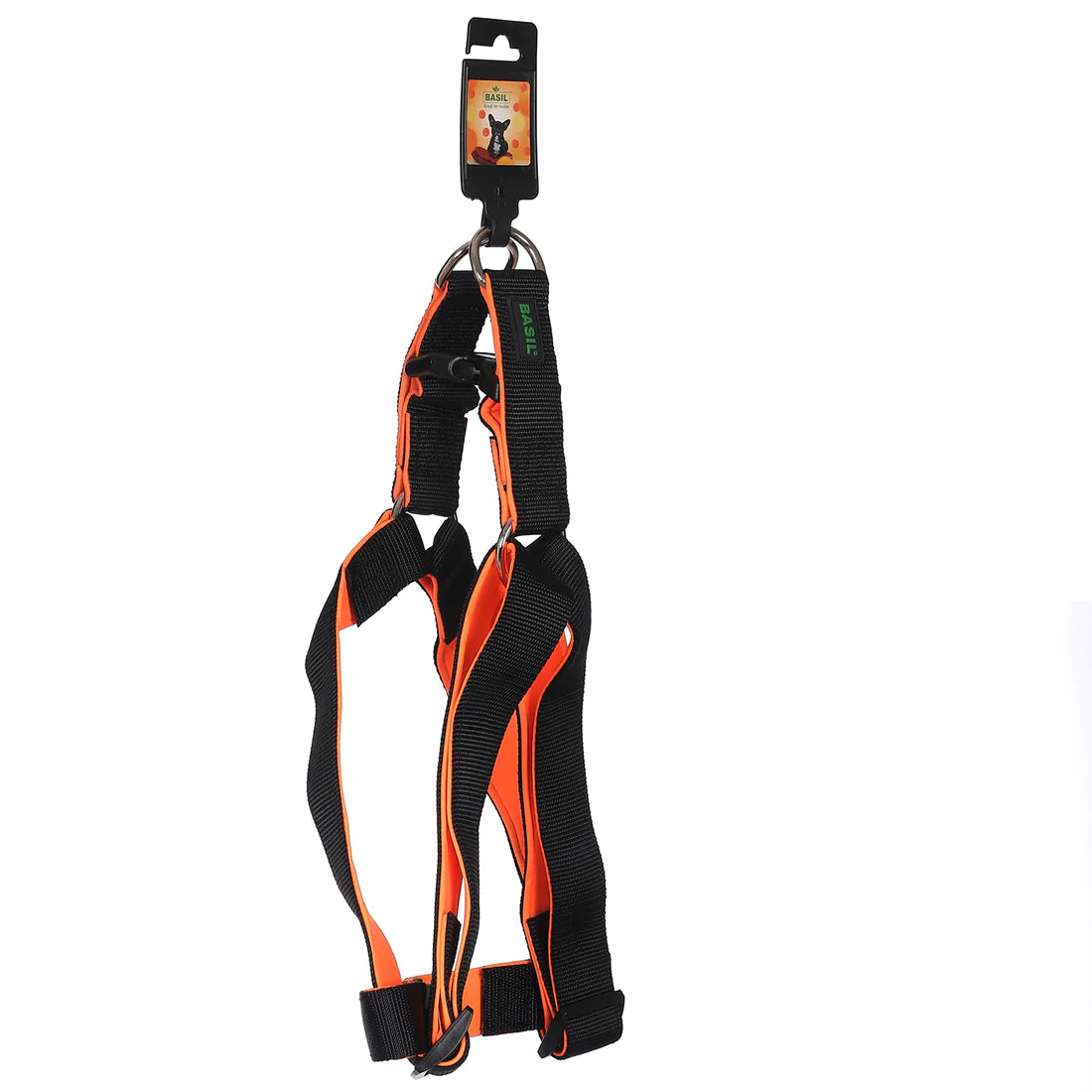 Basil Padded Adjustable Harness for Dogs & Puppies Black/Orange