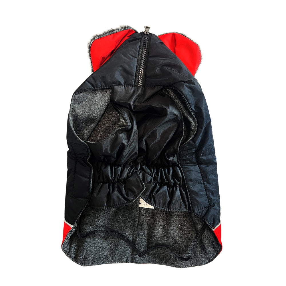 Smarty Pet Warm & Stylish Fur Jacket For Your Furry Friend Red/Black