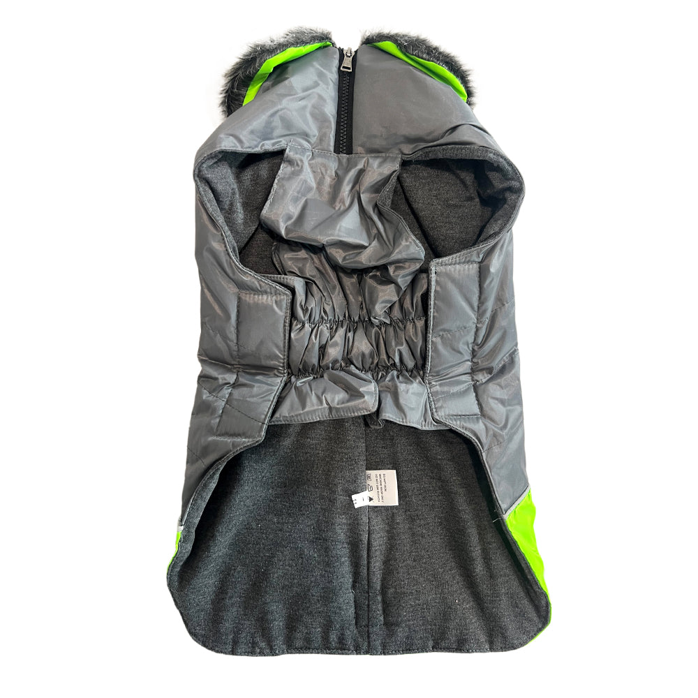 Smarty Pet Warm & Stylish Fur Jacket For Your Furry Friend Green/Grey