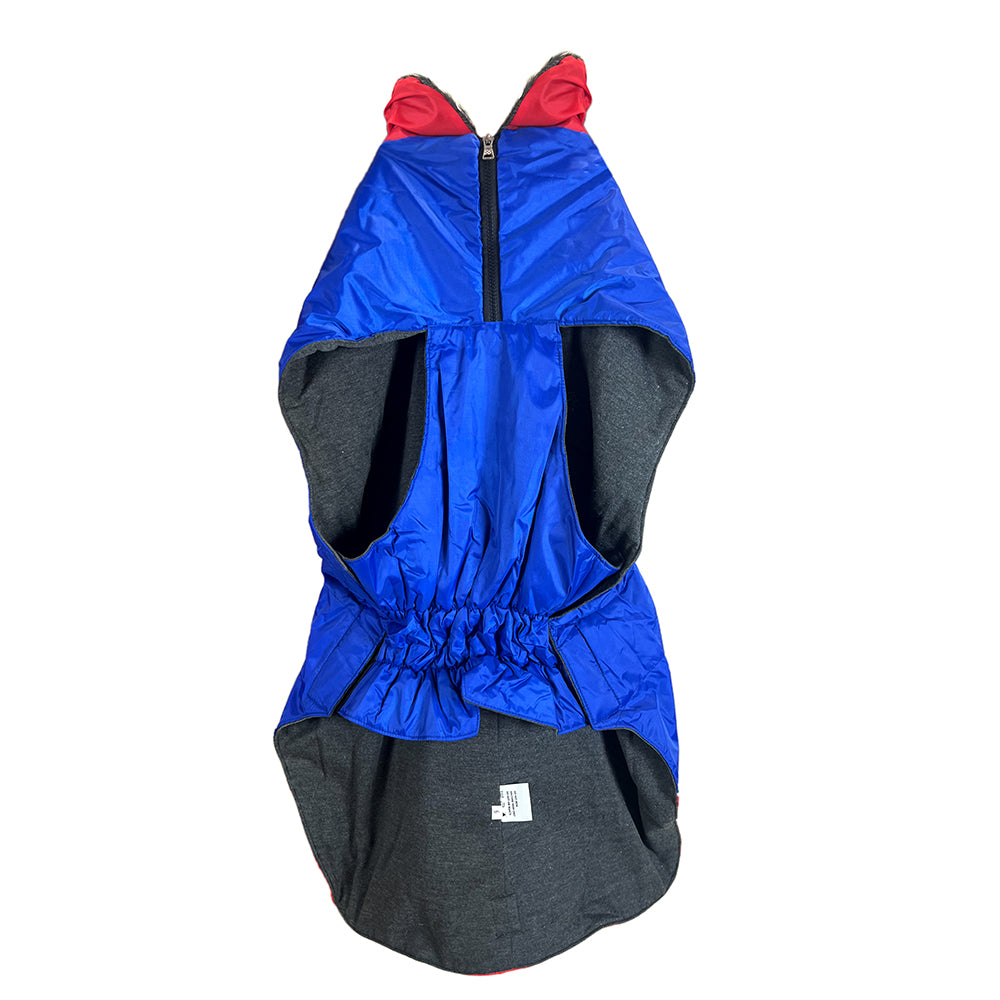 Smarty Pet Warm & Stylish Fur Jacket For Your Furry Friend Blue/Red (Size 30)