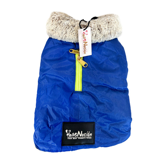 Tails Nation Solid Fur Jacket Blue | Warm and Stylish with Harness Opening