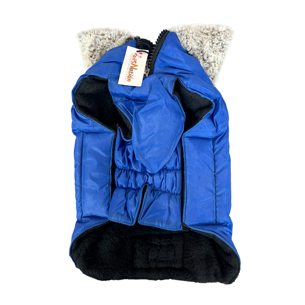 Tails Nation Solid Fur Jacket Blue | Warm and Stylish with Harness Opening