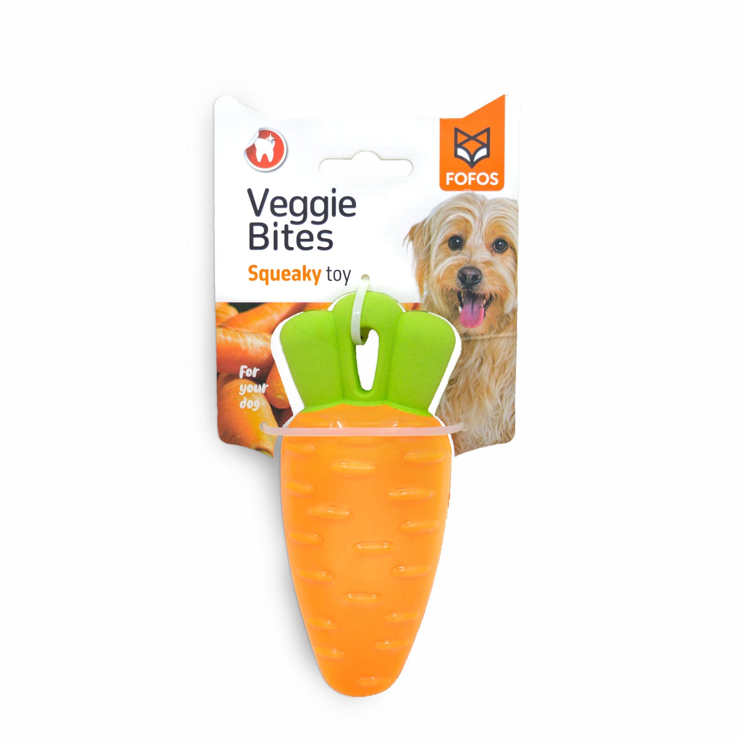FOFOS Vegi-Bites Carrot Dog Toy 15 x 4 x 4 cm Small