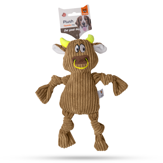 FOFOS Fluffy Cow Brown Dog Toy 30 x 26.5 x 7 cm