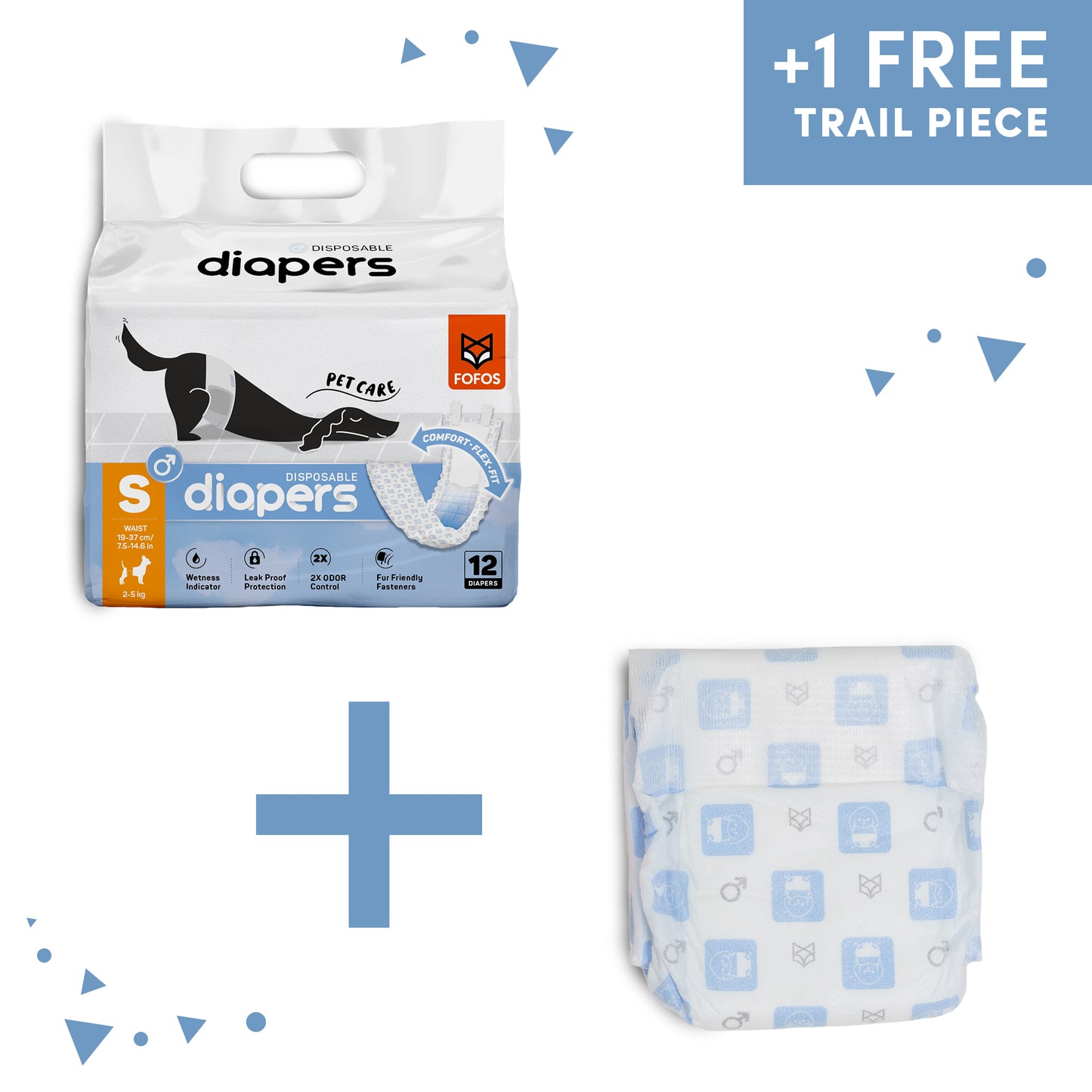 FOFOS Diaper Male Dog M 10pcs (Waist Size 24-41cm)
