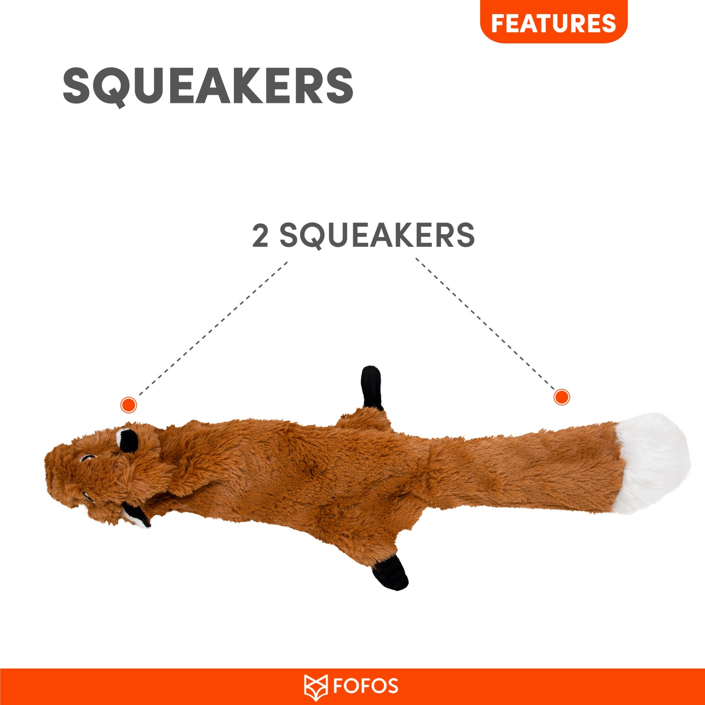 FOFOS Dog Toy Skinneez Fox 55 x 22 x 5 cm