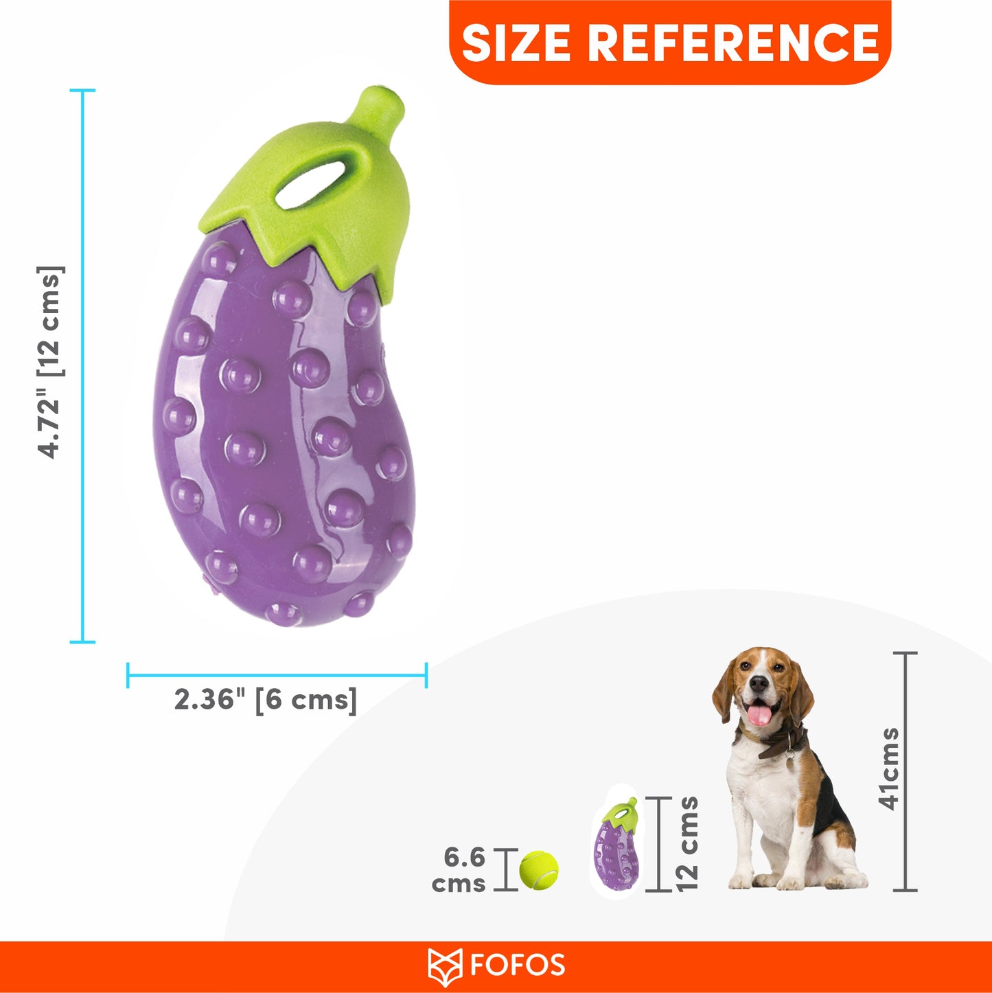 FOFOS Vegi-Bites Eggplant Toy For Dogs 12 x 6 x 4cm Small