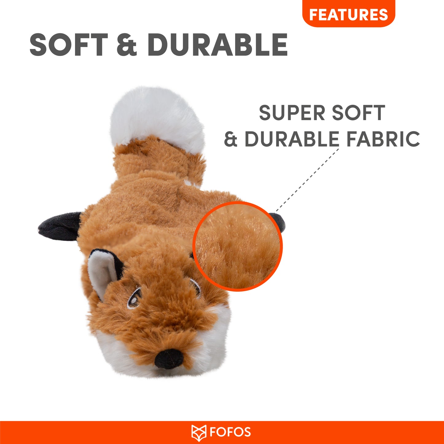 FOFOS Dog Toy Skinneez Fox 55 x 22 x 5 cm