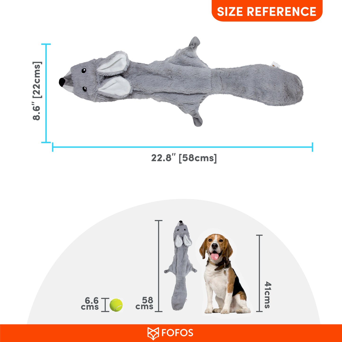 FOFOS Dog Toy Skinneez Rabbit 55 x 22 x 5 cm