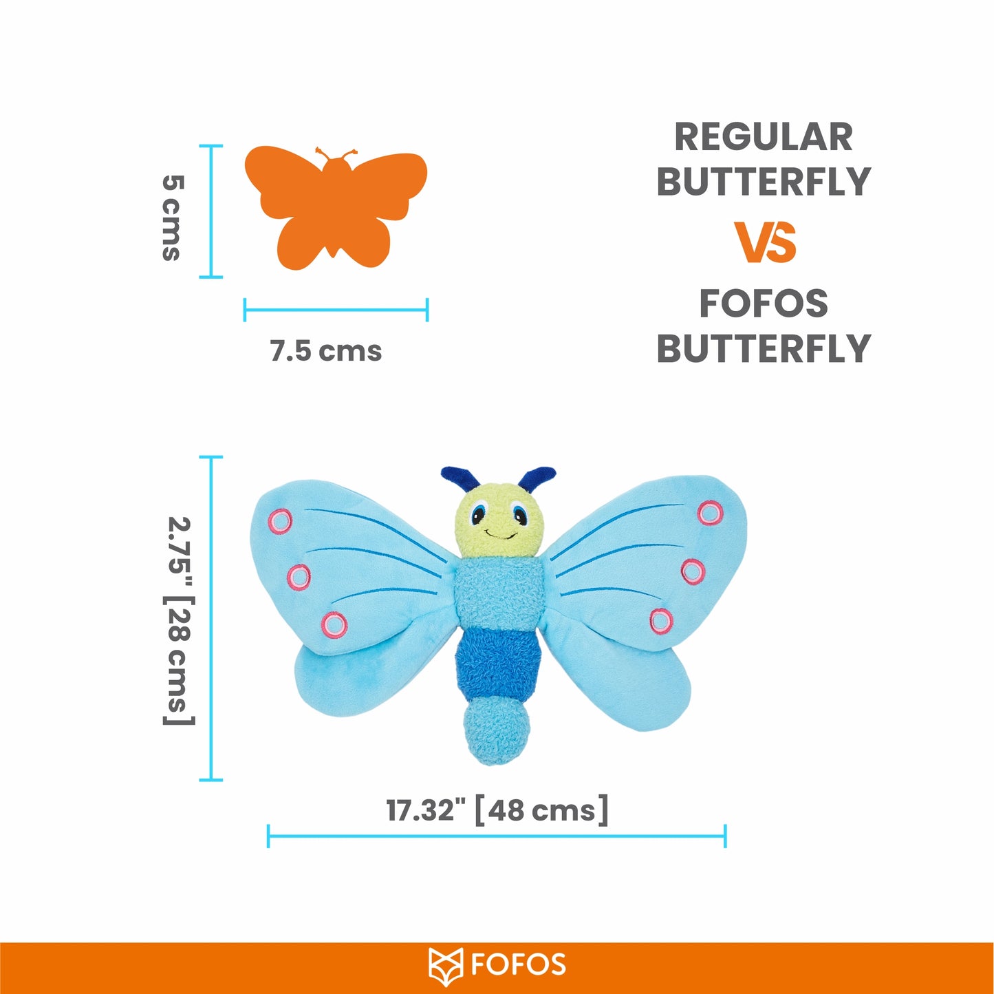 FOFOS Jumbo Butterfly Blue Dog Toy 48 x 10 x 28 cm