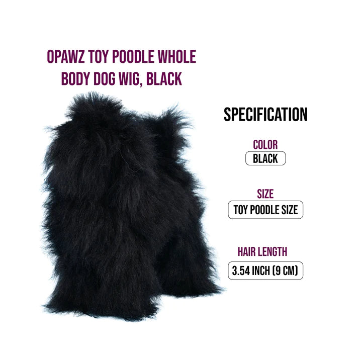 Opawz Toy Poodle Whole Body Dog Wig Black