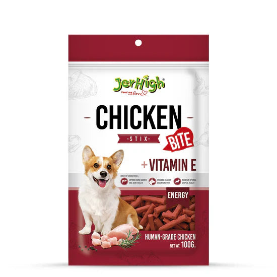 Jer High Chicken Stix Bite with Vitamin E Dog Treat 100g