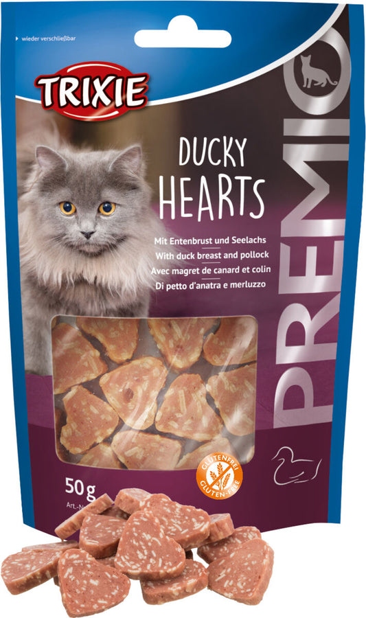 Trixie PREMIO Ducky Hearts Treat for Cat 50g