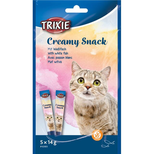 Trixie Creamy Snacks with White Fish Treat for cats 5x14g