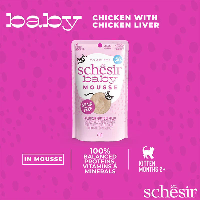Schesir Baby Cat Mousse Chicken & Chicken Liver Cat Wet Food 70g