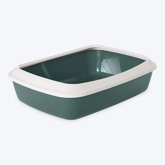 Savic Iriz 42 Cat Litter Tray with Rim | Size: 42x31.5x12.5cm | Nordic Green