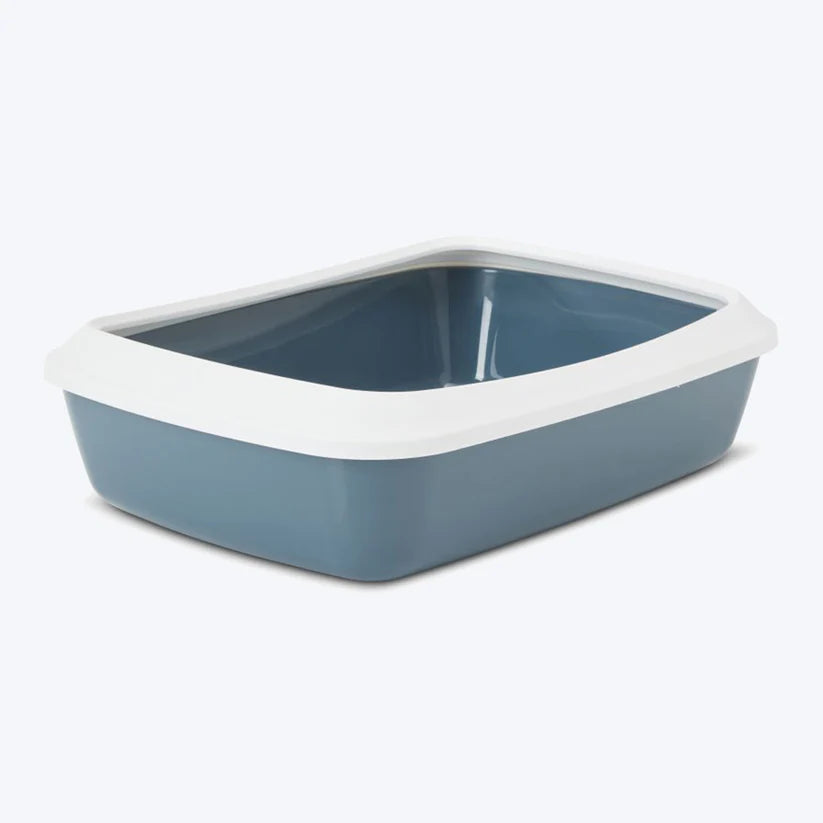 Savic Iriz 42 Cat Litter Tray with Rim | Size: 42x31.5x12.5cm | White-Bluestone