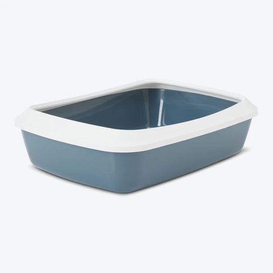 Savic Iriz 42 Cat Litter Tray with Rim | Size: 42x31.5x12.5cm | White-Bluestone