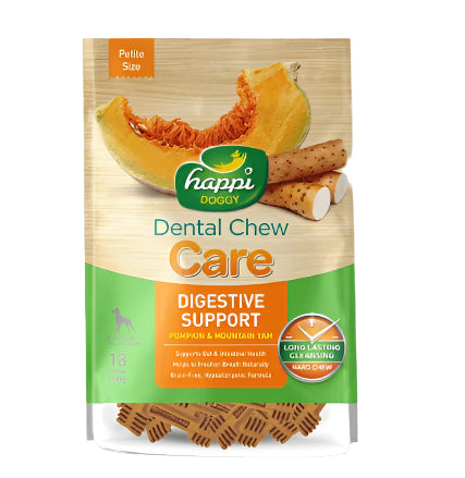 Happi Doggy Dental Dog Treats Chew Care -Pumpkin & Mountain Yam ( Digestive Support) Vegetarian & Sustainable Treat For Dogs 150g
