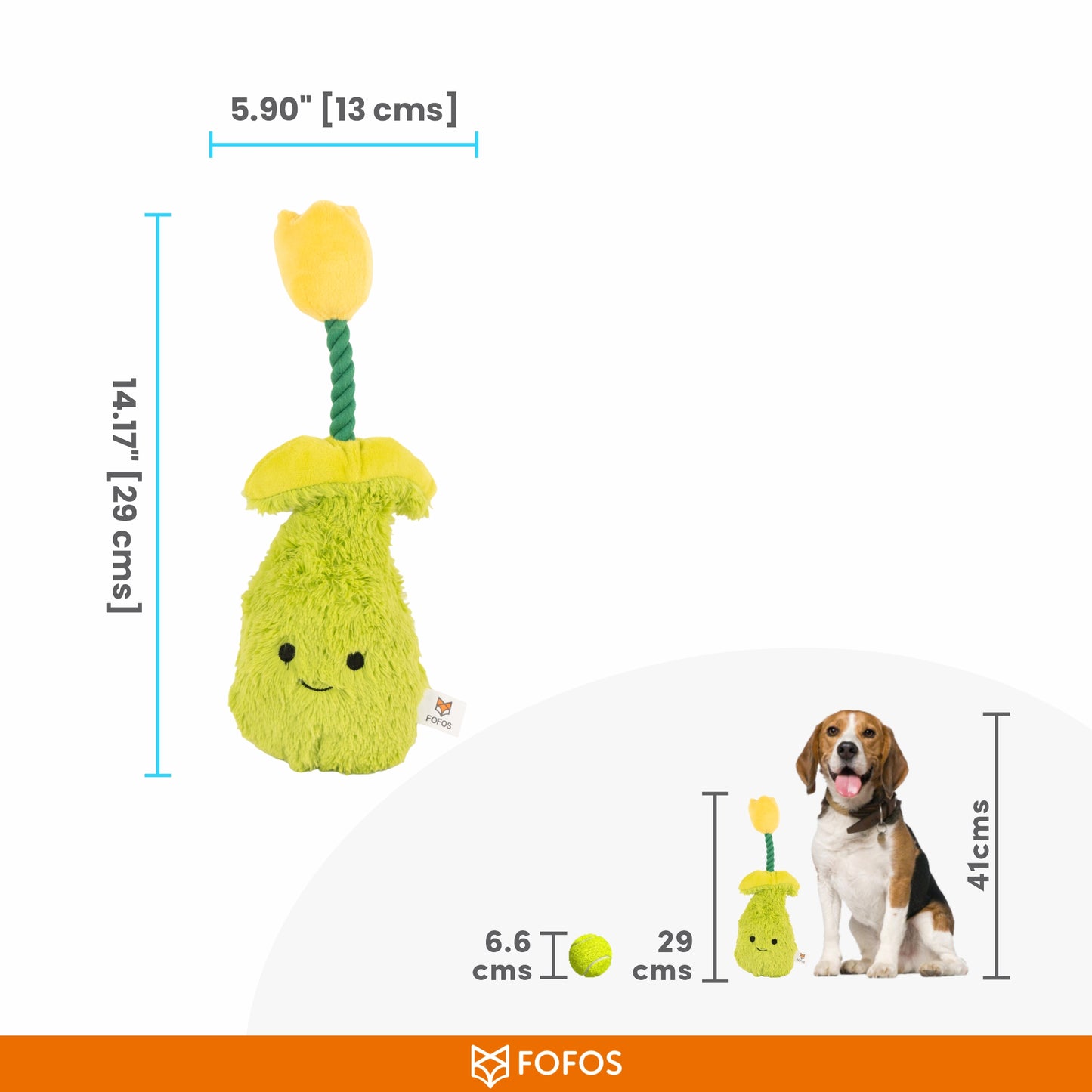 FOFOS Garden Tulip Dog Toy 13 x 10 x 29 cm