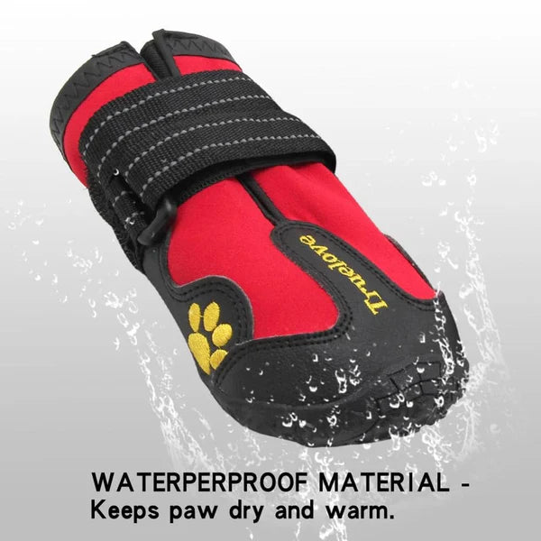 Truelove Waterproof Anti-Slip Boots for Dogs - Red (Set of 4)