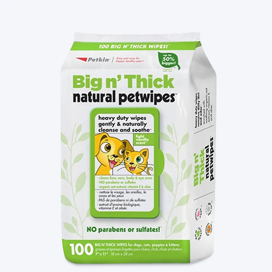 Petkin Natural Pet Wipes Vegan & Cruelty-Free For Dogs And Cats 100pcs