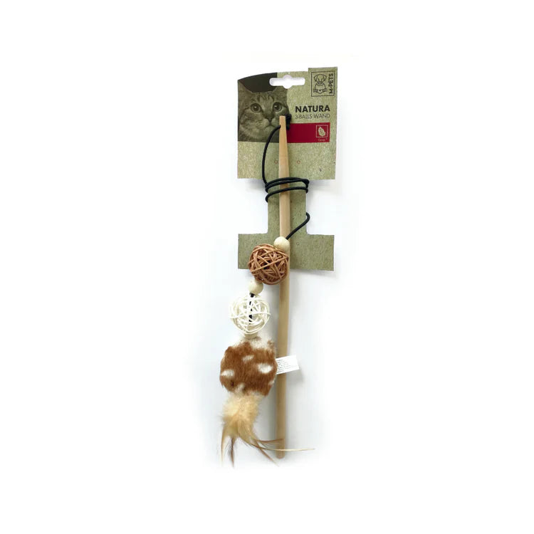 M-Pets Nautra 3-Balls Wand Cat Toy