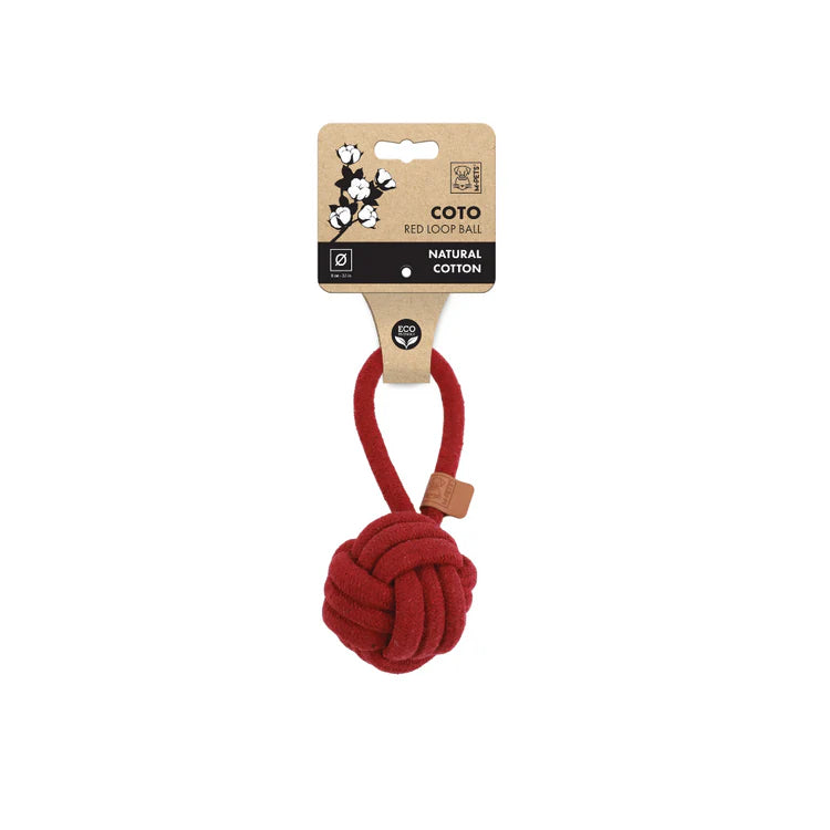 M-Pets Coto Loop Ball Natural Cotton Red Toy for Dogs Large 11cm