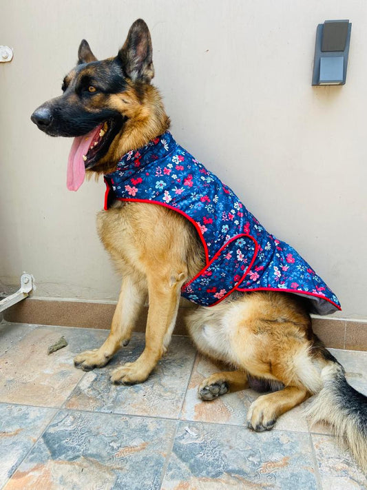 Caninkart Printed Jacket For Your Furry Friend - Blue Blossom