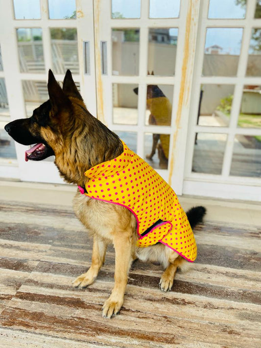 Caninkart Printed Jacket For Your Furry Friend - Yellow Polka Dots