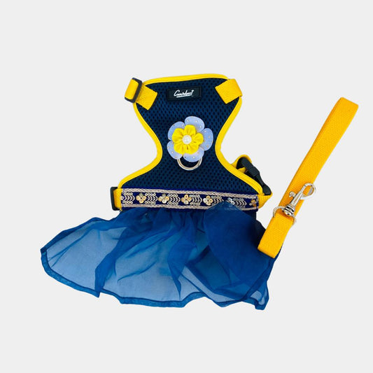 Caninkart Princess Harness For Cat & Pup Blue and Yellow