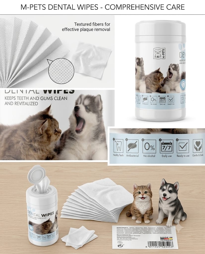 M-Pets Dental Wipe For Dogs & Cats 40pcs