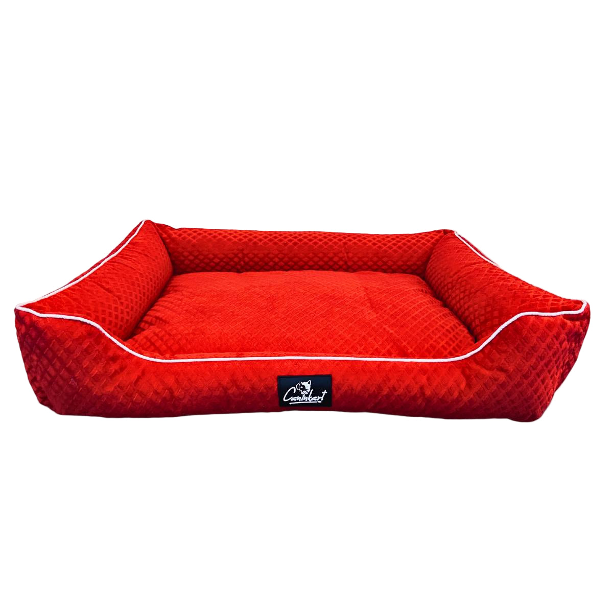 Caninkart Premium Pattern Lounger Bed For Dogs - Red