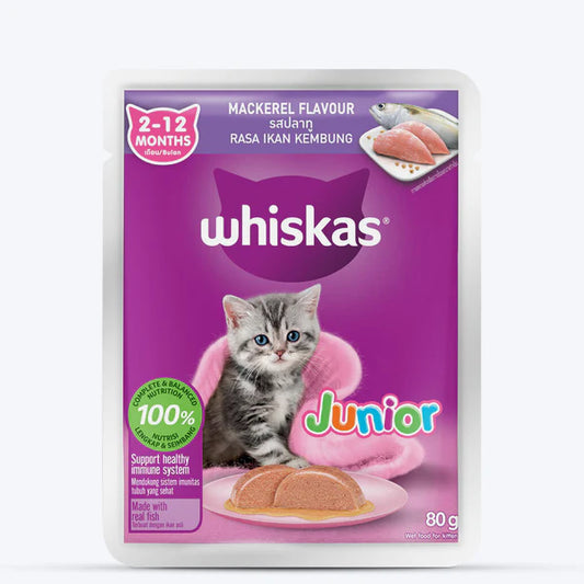 Whiskas Kitten Junior (2-12 Months) Mackerel Flavor Wet Cat Food 80g