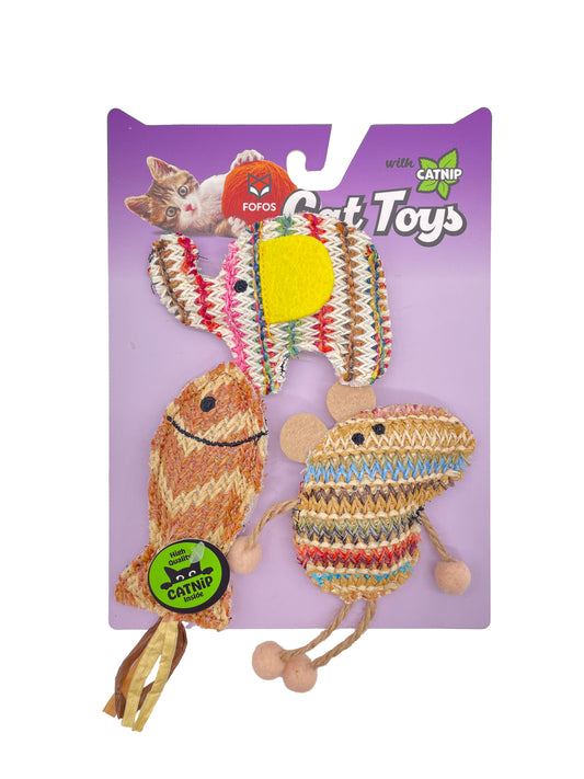 FOFOS Catnip Interactive Chic Cat Toy 3pk - Brown 12x1.5x17.5cm