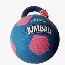 Gigwi Jumball with Rubber Handle Dog Toy Soccer Ball Blue Medium 20x20x26cm