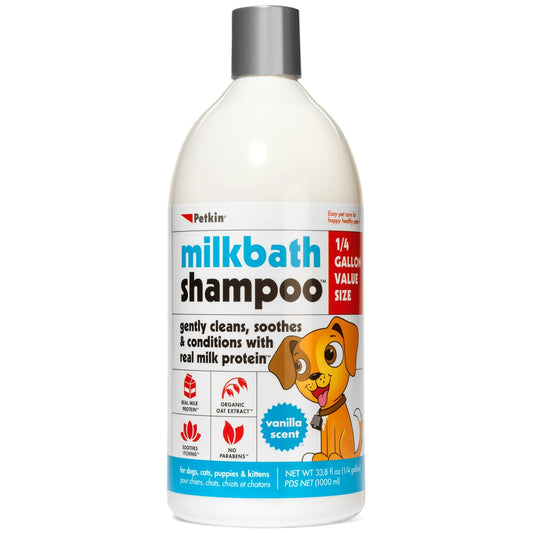 Petkin Milk Bath Vegan & Cruelty-Free Shampoo Vanilla Scent For Dogs & Cats 1L